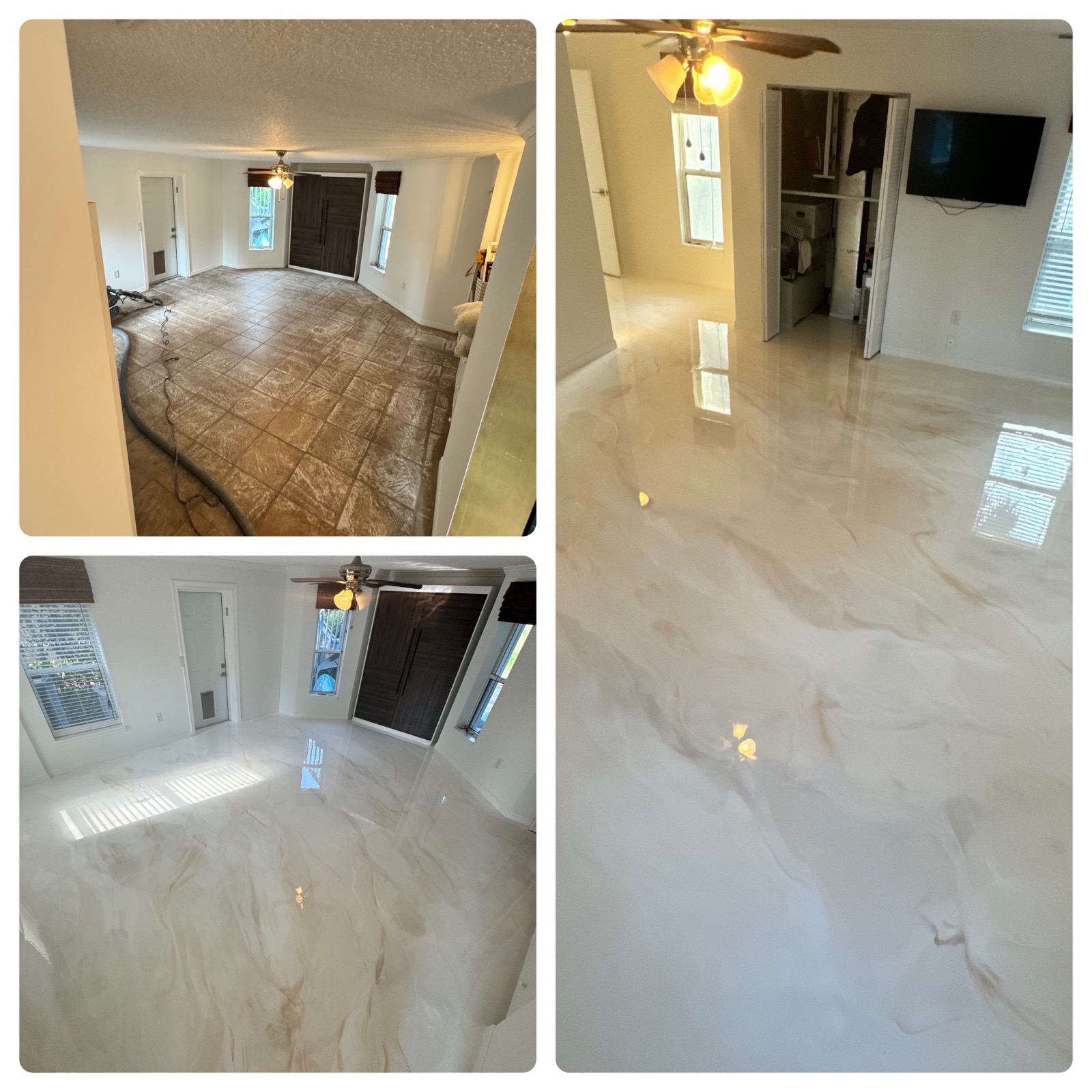Metallic epoxy floor being installed