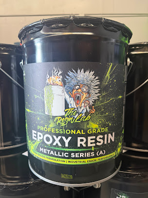 The Resin Lab Metallic Series Part A bucket on the shelf at the Tracy shop