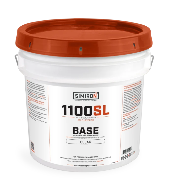 Simiron 1100SL Base Clear two-gallon pail with orange lid